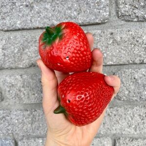 Vintage Large Strawberry Salt Pepper Shakers
